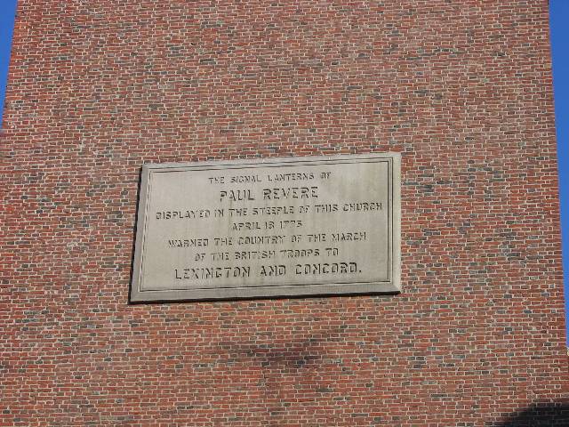 055-OldNorthChurchPlaque A plaque honoring Paul Revere on the Old North Church