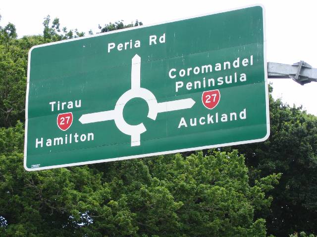 72-RoundaboutSign A typical New Zealand road sign