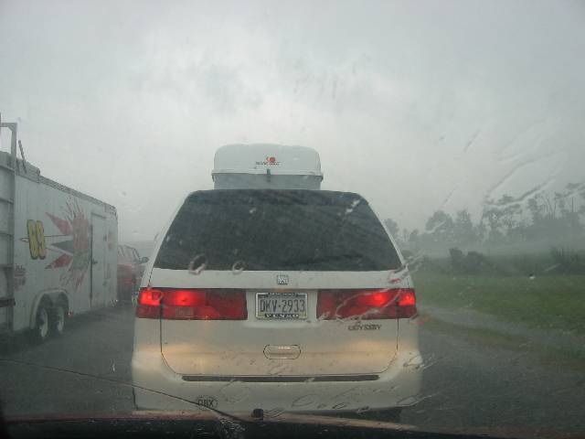 014-TorrentialDownpour We had to pull over on the side of the interstate for a torrential downpour, I don't know if I've ever seen it rain so hard before, but certainly not while I was in a car